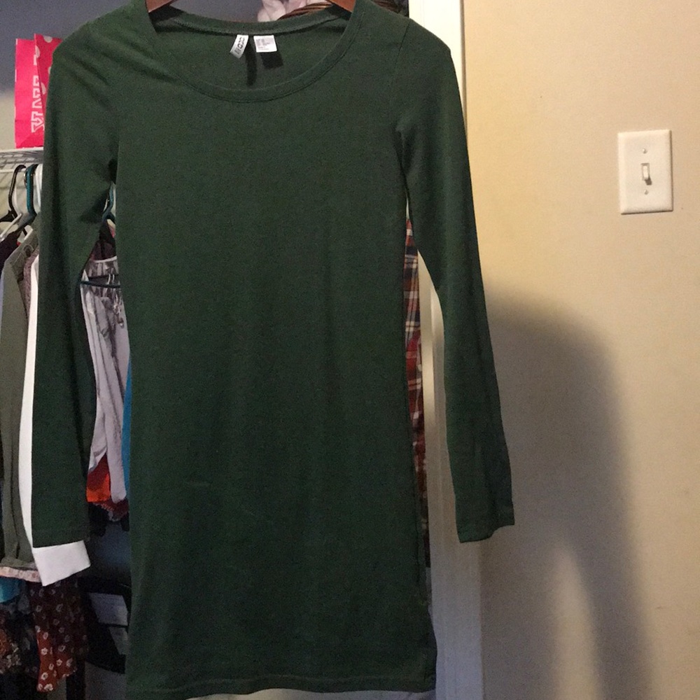 Mini long sleeve olive green dress